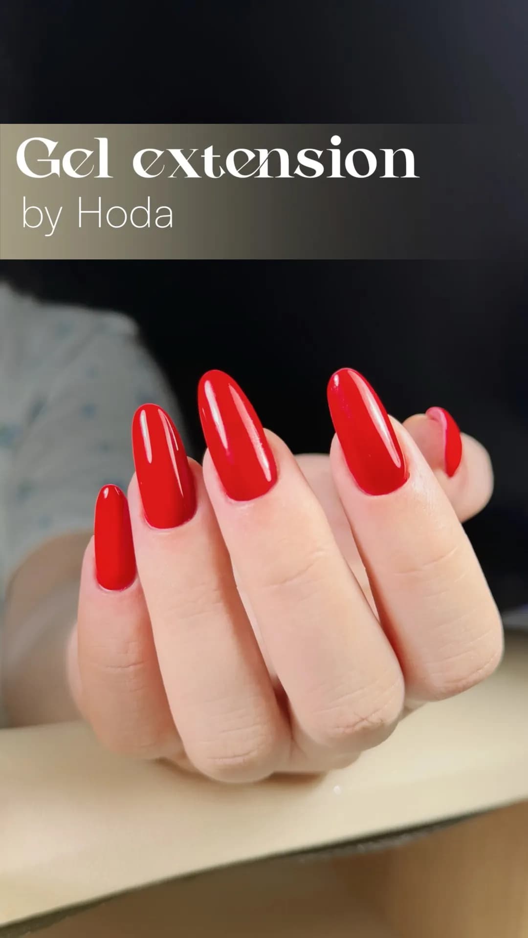 Red gel nail extensions by Hoda